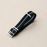 Woven Nylon Single Pass Strap - Navy, Black & Khaki - The Strap Tailor