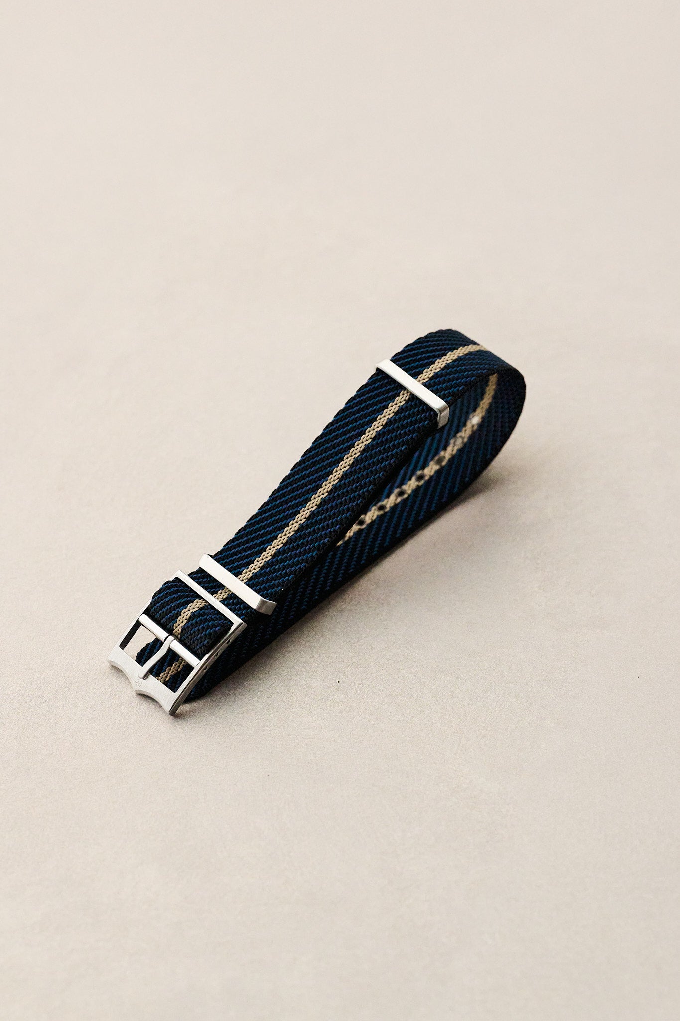 Woven Nylon Single Pass Strap - Navy, Black & Khaki - The Strap Tailor