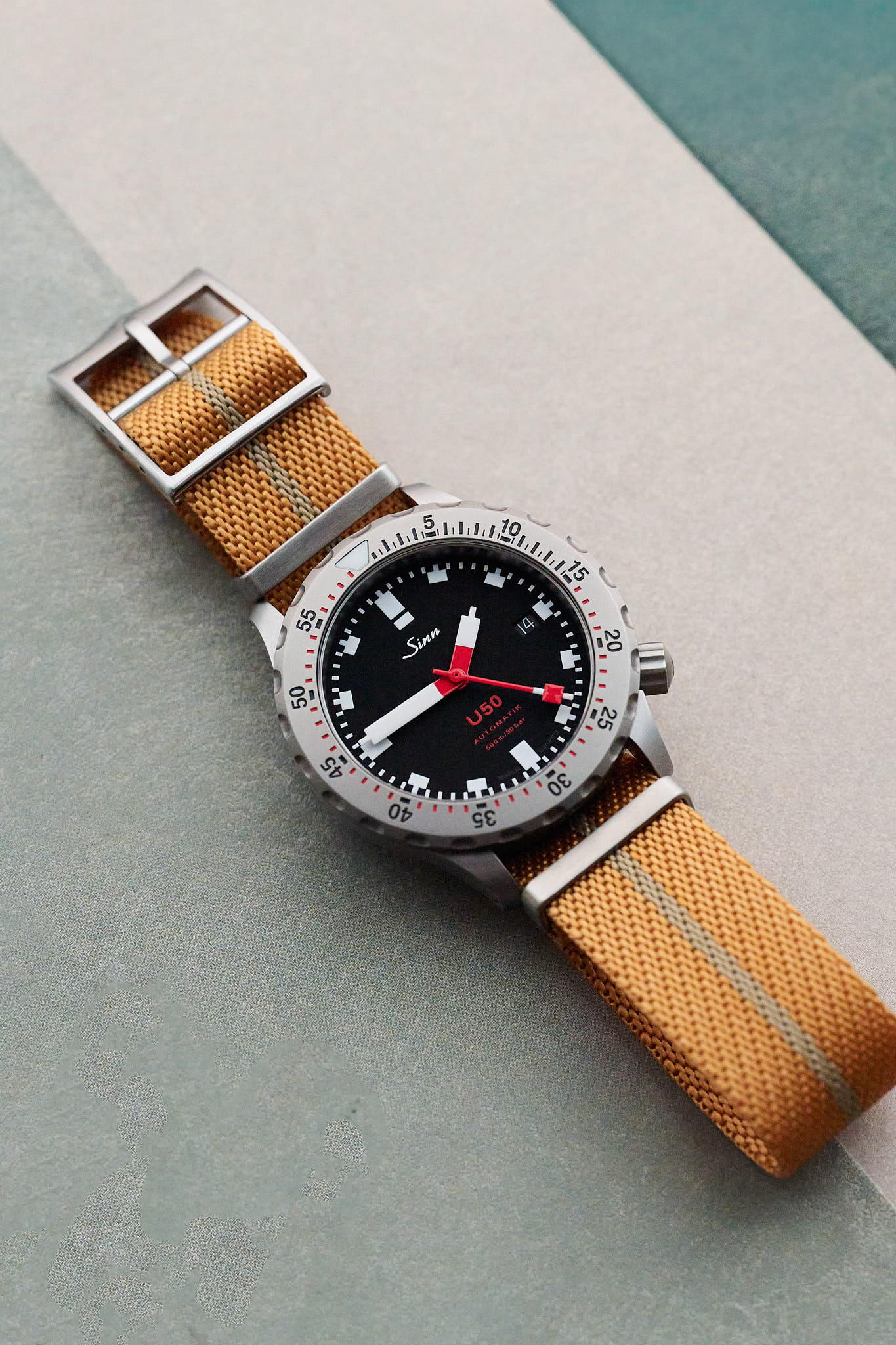 Woven Nylon Single Pass Strap - Gold & Khaki - The Strap Tailor