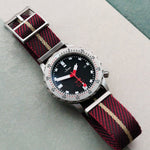 Woven Nylon Single Pass Strap - Burgundy, Black & Khaki - The Strap Tailor