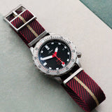 Woven Nylon Single Pass Strap - Burgundy, Black & Khaki - The Strap Tailor