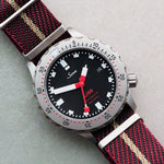 Woven Nylon Single Pass Strap - Burgundy, Black & Khaki - The Strap Tailor