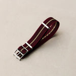 Woven Nylon Single Pass Strap - Burgundy, Black & Khaki - The Strap Tailor