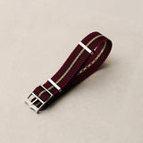 Woven Nylon Single Pass Strap - Burgundy, Black & Khaki - The Strap Tailor