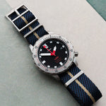 Woven Nylon Single Pass Strap - Navy, Black & Khaki - The Strap Tailor