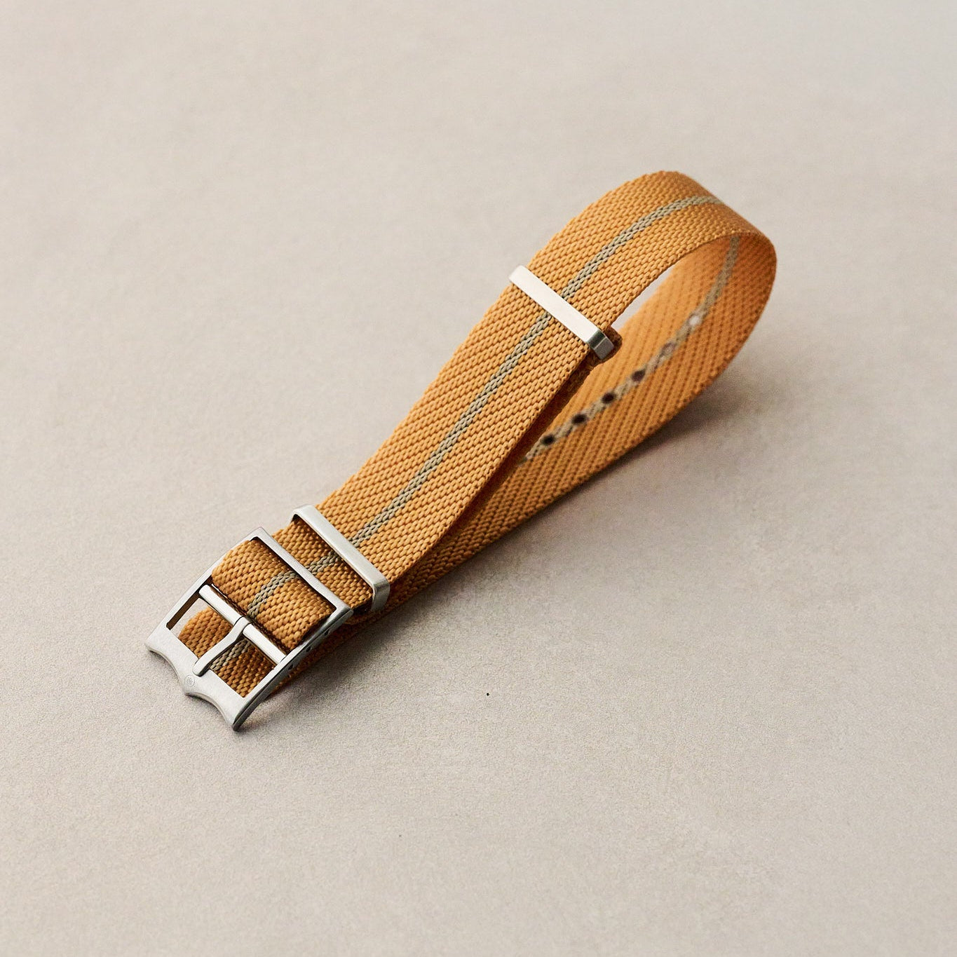 Woven Nylon Single Pass Strap - Gold & Khaki - The Strap Tailor