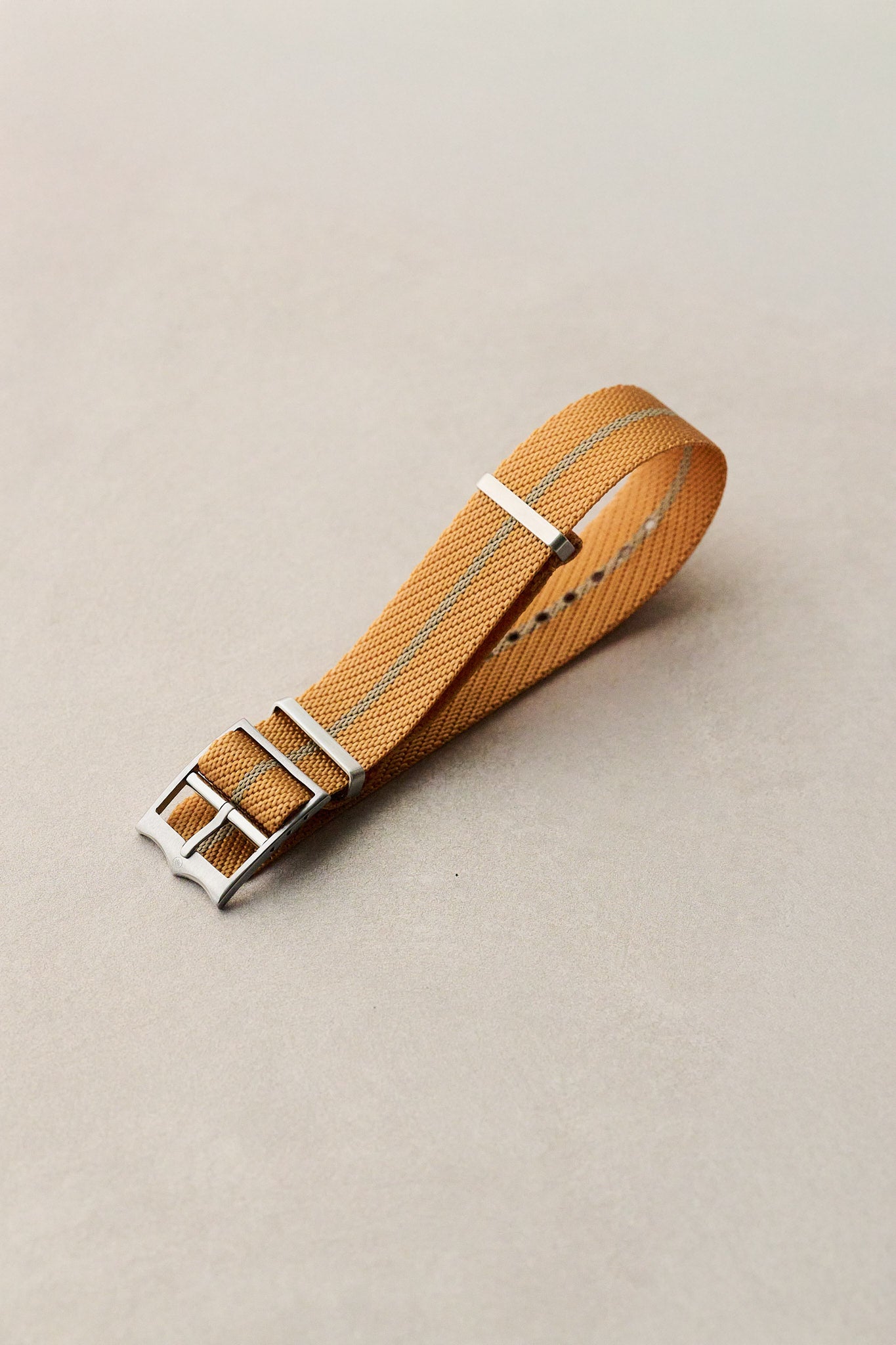 Woven Nylon Single Pass Strap - Gold & Khaki - The Strap Tailor