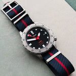 Woven Nylon Single Pass Strap - Navy Blue & Red - The Strap Tailor