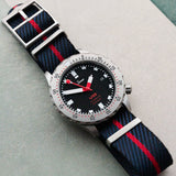 Woven Nylon Single Pass Strap - Navy Blue & Red - The Strap Tailor