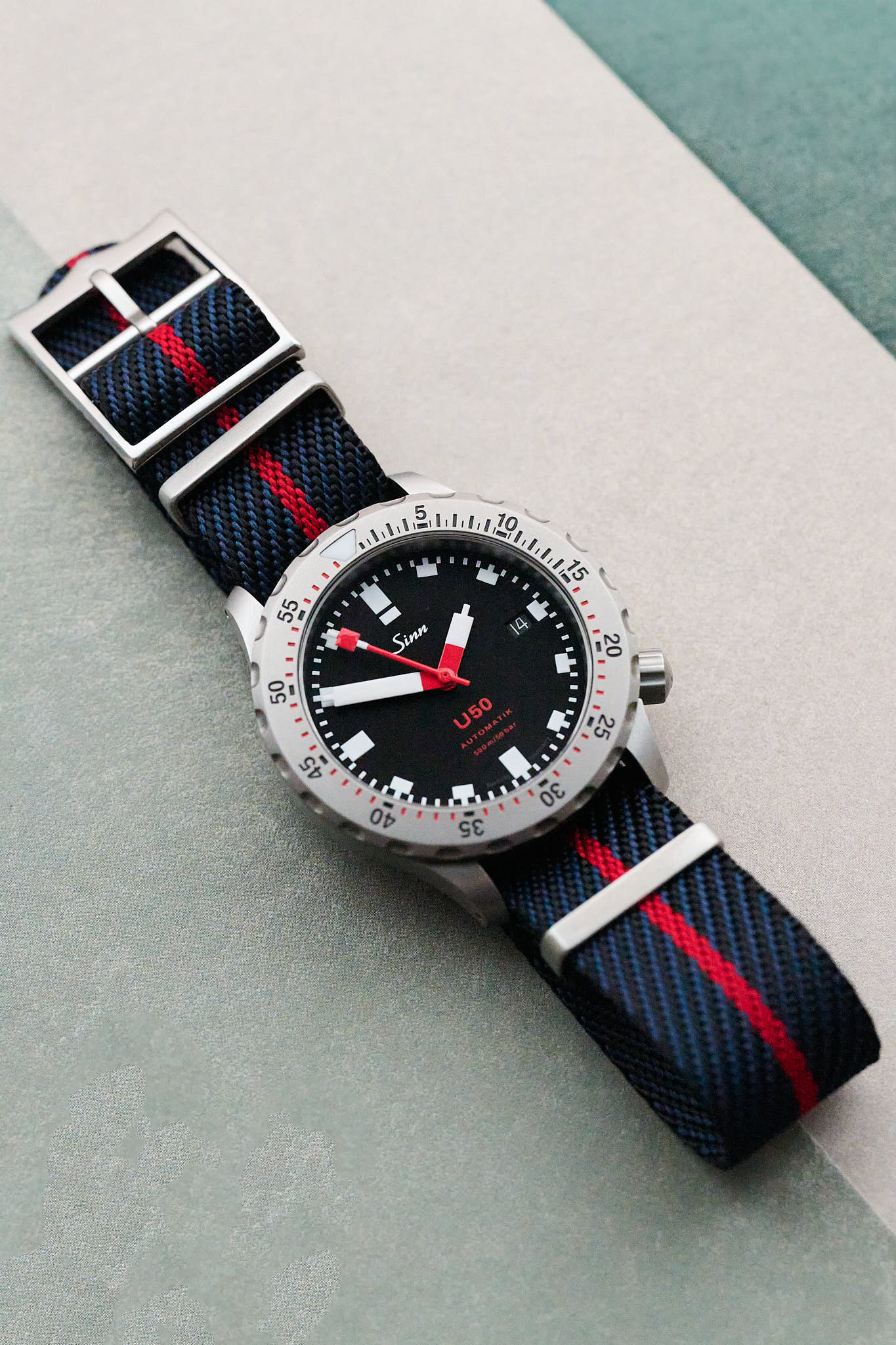 Woven Nylon Single Pass Strap - Navy Blue & Red - The Strap Tailor