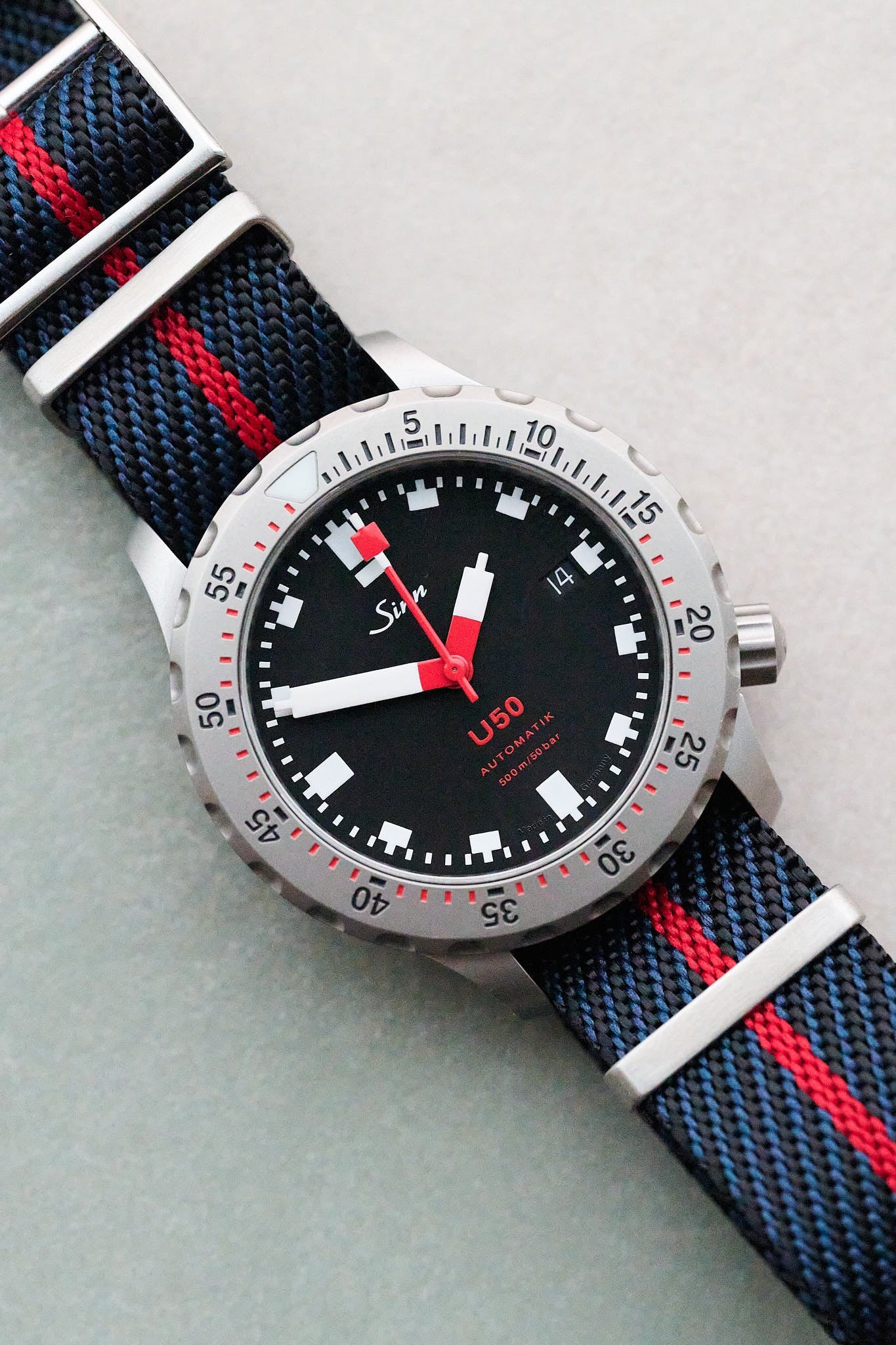 Woven Nylon Single Pass Strap - Navy Blue & Red - The Strap Tailor
