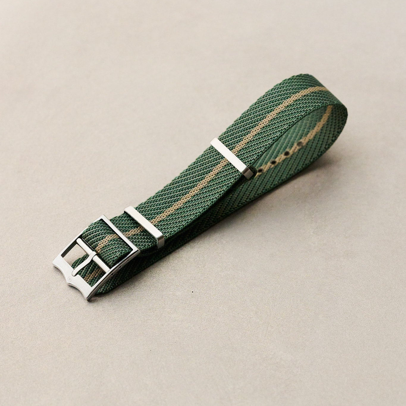 Woven Nylon Single Pass Strap - Sage & Khaki - The Strap Tailor
