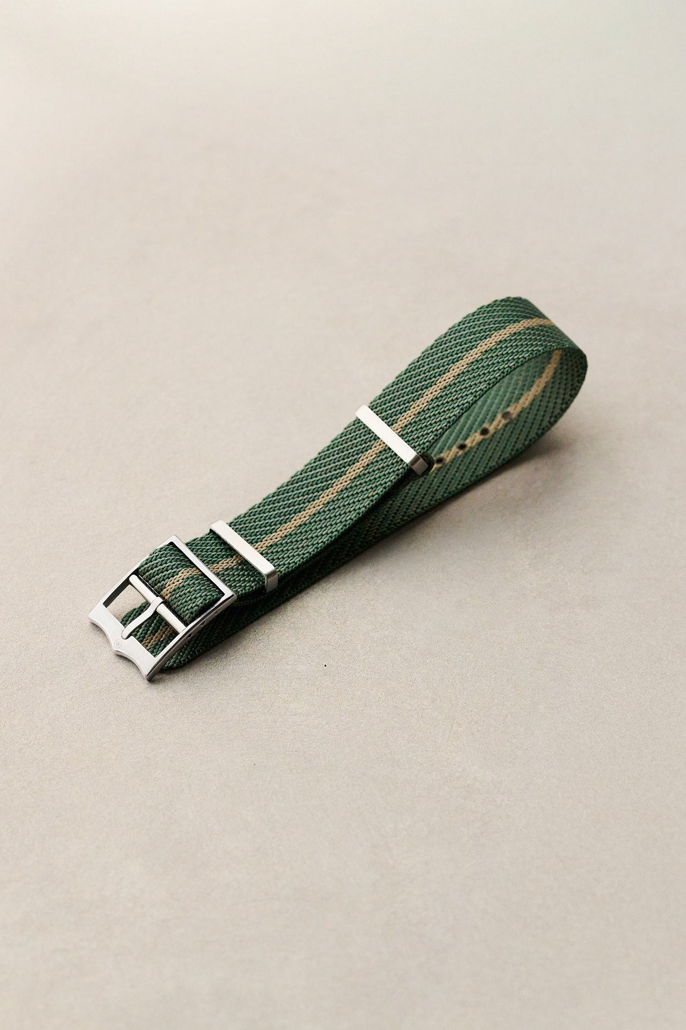 Woven Nylon Single Pass Strap - Sage & Khaki - The Strap Tailor