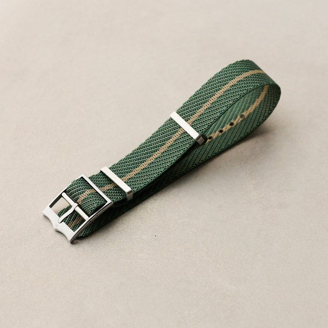 Woven Nylon Single Pass Strap - Sage & Khaki – The Strap Tailor
