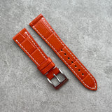 20mm Embossed Crocodile - Orange - 115/70mm