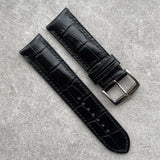 22mm Embossed Crocodile- Black - 120/70mm