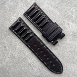 24mm French Calfskin Sport Watch Strap - Black - 105/65mm