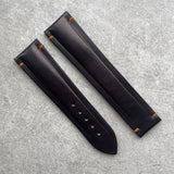 22mm Omega-Style Deployant French Calfskin- Black - 100/105mm