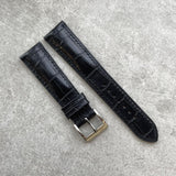 21mm Embossed Crocodile - Black - 125/75mm