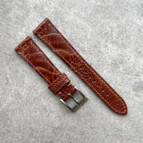 19mm Ostrich Shin Watch Strap - Cognac - 120/70mm