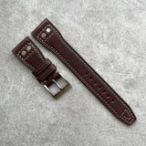 22mm French Calfskin IWC Deployant Strap - Brown - 140/55mm