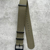 Premium Ribbed Fabric Watch Strap - Army Green PVD