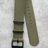 Premium Ribbed Fabric Watch Strap - Army Green PVD