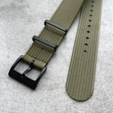 Premium Ribbed Fabric Watch Strap - Army Green PVD