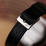Vintage Style Pig Skin Watch Strap - Black Slimline - RTW