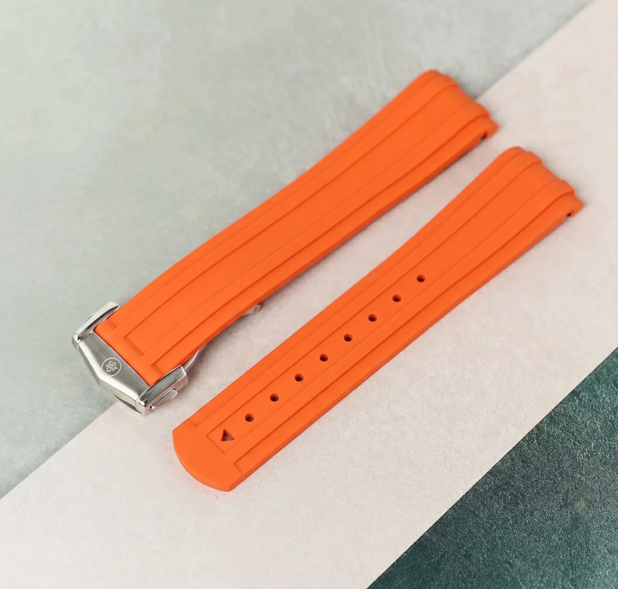 Omega Seamaster 300 Deployant Rubber Strap - Orange - The Strap Tailor