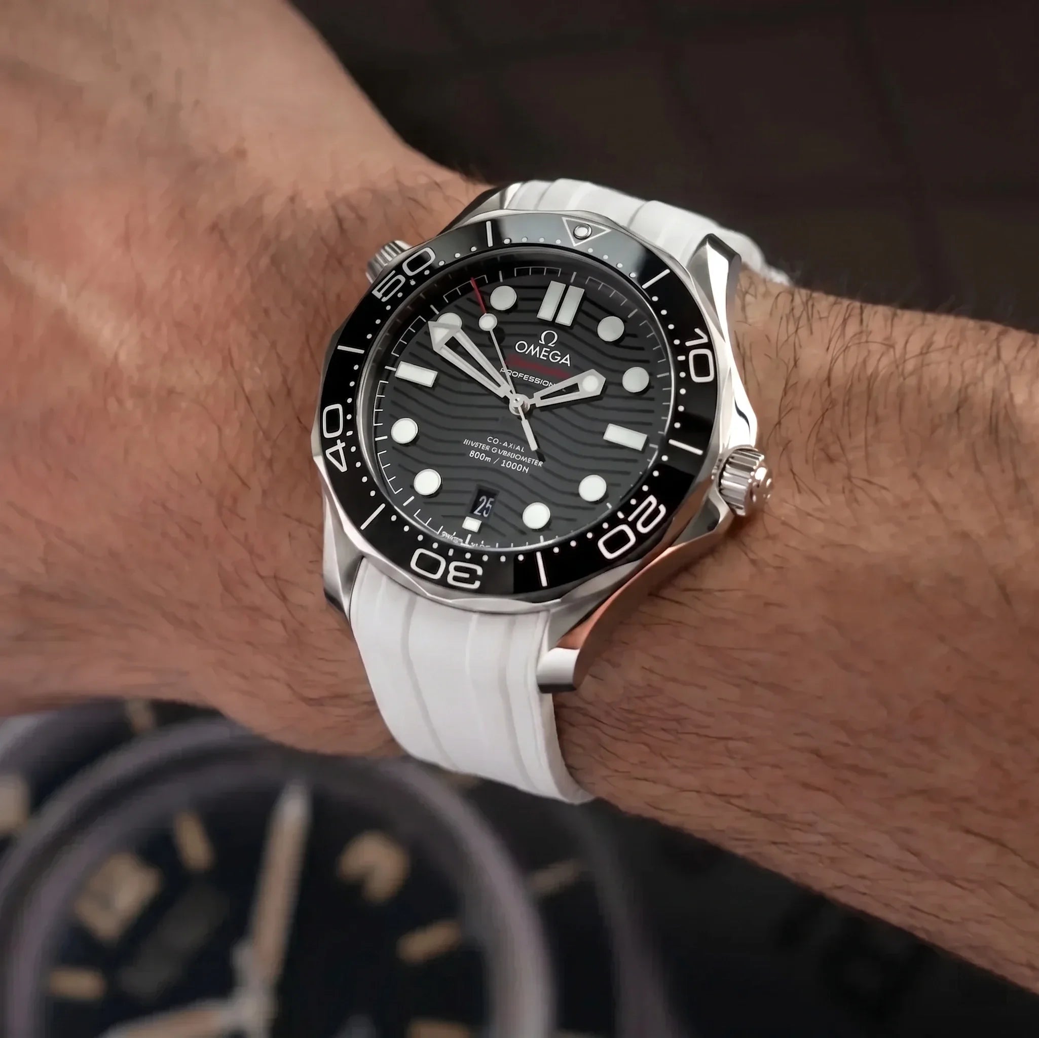 Omega Seamaster 300 Deployant Rubber Strap - White - The Strap Tailor