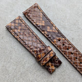 Embossed Python Watch Strap - Tobacco