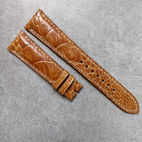 Ostrich Shin Watch Strap - Honey Brown W/Cream stitching