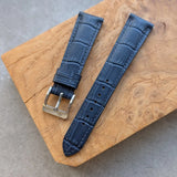 Embossed Crocodile Watch Strap - Navy Blue - RTW