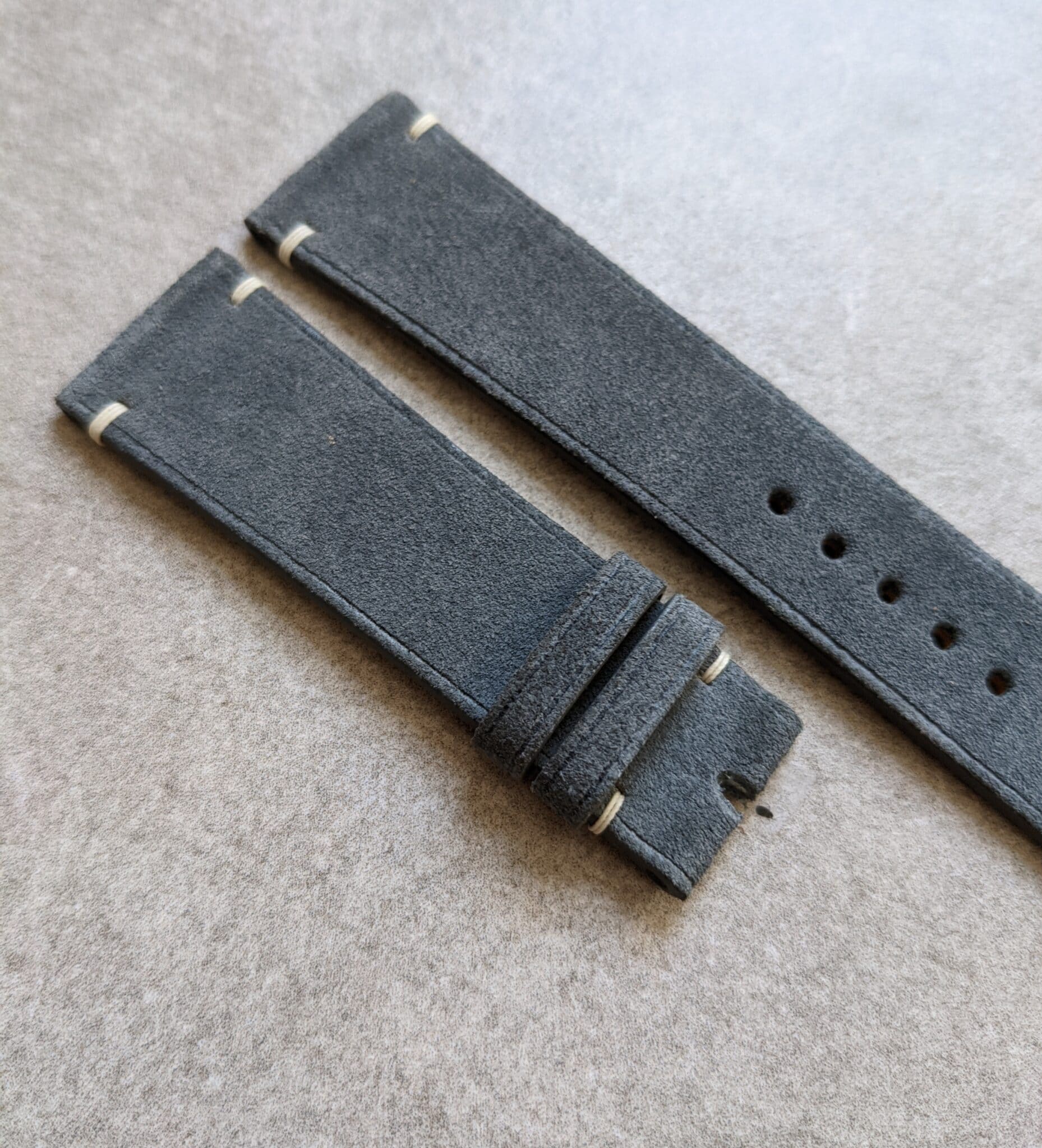 Premium Suede Strap Minimal Stitch - Light Grey - The Strap Tailor