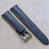 Embossed Crocodile Watch Strap - Navy Blue - RTW