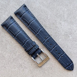 Embossed Crocodile Watch Strap - Navy Blue - RTW