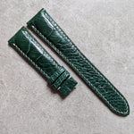 Ostrich Shin Padded Watch Strap - Dark Green W/Cream Stitching - The Strap Tailor