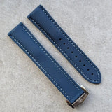 Stitched AquaFlex Rubber Deployant Strap - Blue