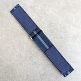 Premium Ribbed Two Piece Ballistic Nylon Strap - Navy & Blue Pinstripe