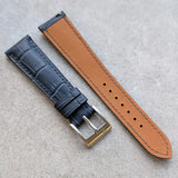 Embossed Crocodile Watch Strap - Navy Blue - RTW