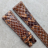 Embossed Python Watch Strap - Tobacco
