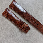 Ostrich Shin Watch Strap - Minimal Stitch - Cognac - The Strap Tailor