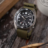 Premium Ribbed Fabric Watch Strap - Army Green PVD