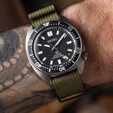 Premium Ribbed Fabric Watch Strap - Army Green PVD